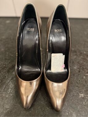 BOSS Metallic Bronze Pointed-Toe Pumps